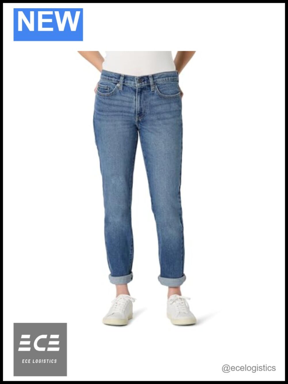 Women's Low Stretch Mid-Rise Boyfriend Crop Jeans Relaxed Fit Cropped Denim